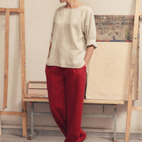 Melange Linen Bilberry Top