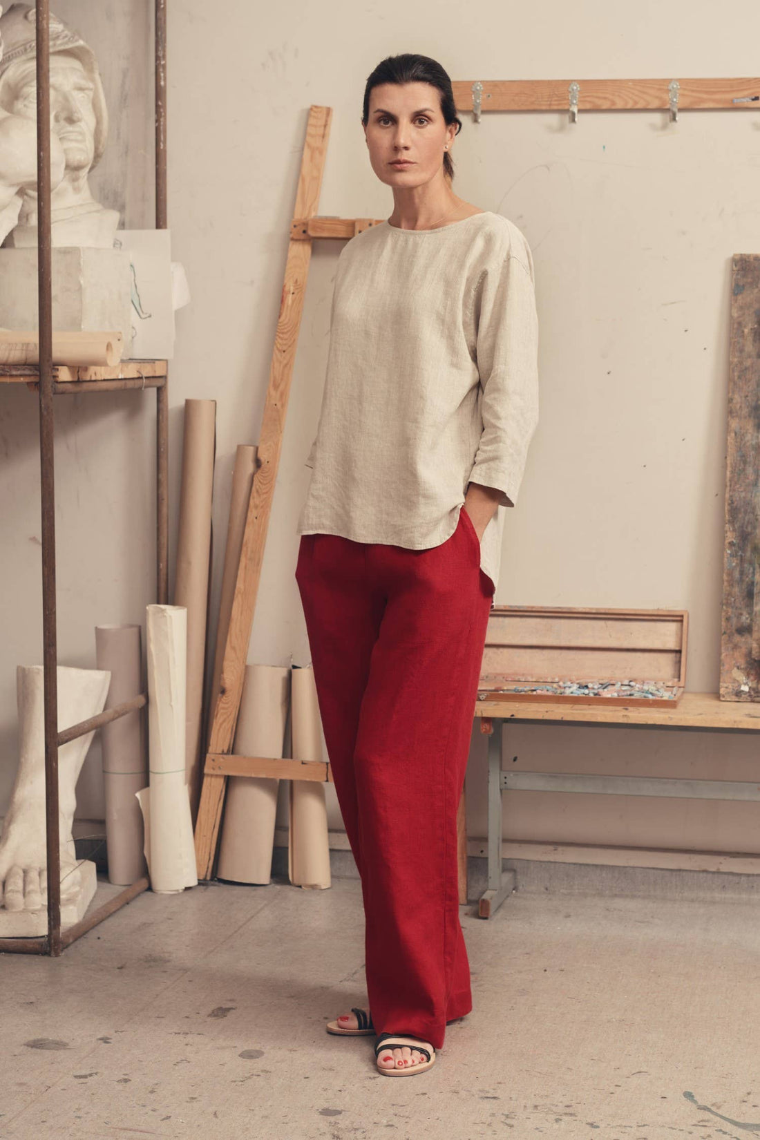 Melange Linen Bilberry Top