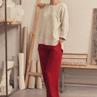 Melange Linen Bilberry Top