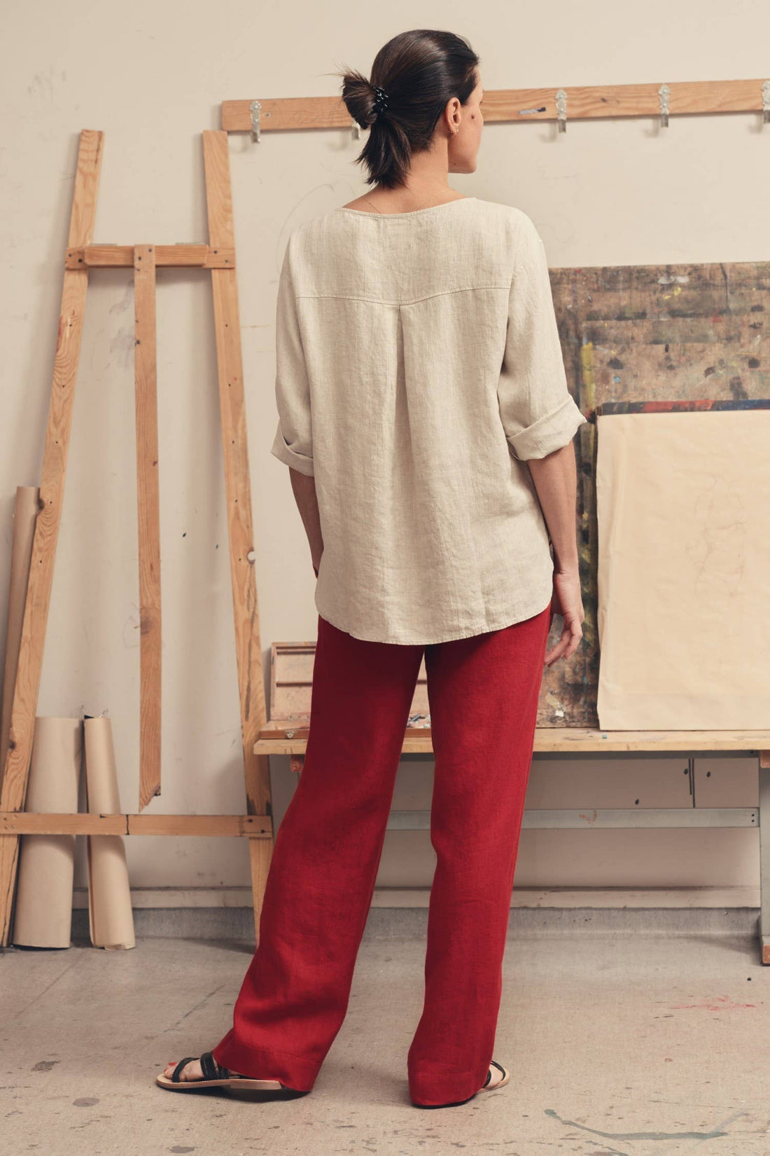 Melange Linen Bilberry Top