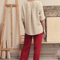 Melange Linen Bilberry Top
