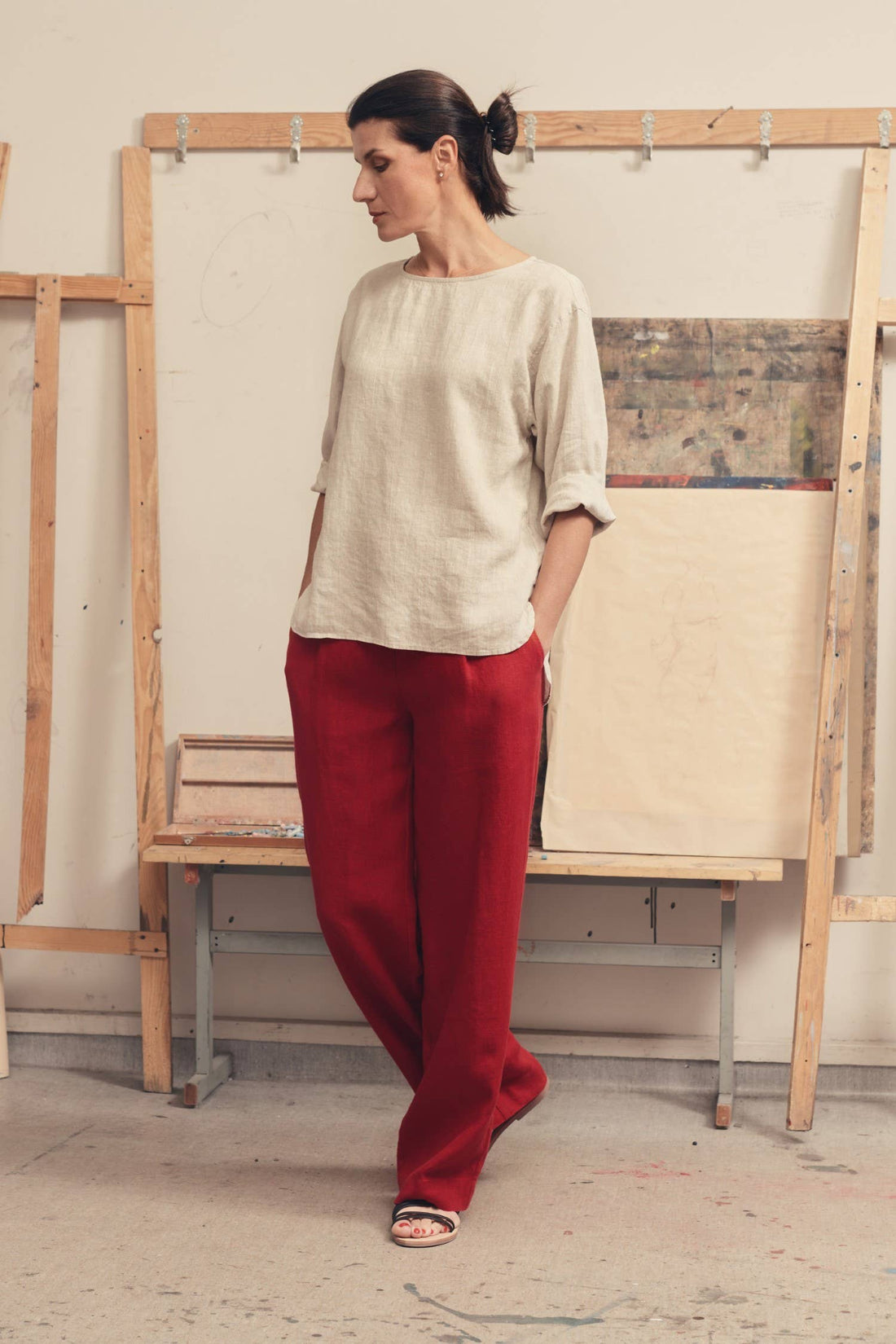 Melange Linen Bilberry Top