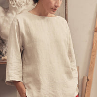 Melange Linen Bilberry Top